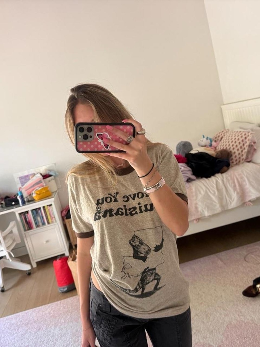 Vintage-Inspired brown Graphic Ringer Tee - Unbranded